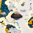 Travel Tracker Cruise Liner 3D Colored Wooden World Map - Dune