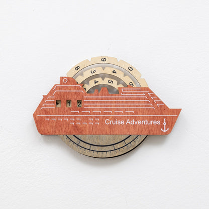 Travel Tracker Cruise Liner 3D Colored Wooden World Map - Fusion