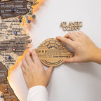 Travel Tracker Cruise Liner 3D Colored Wooden World Map - Gold