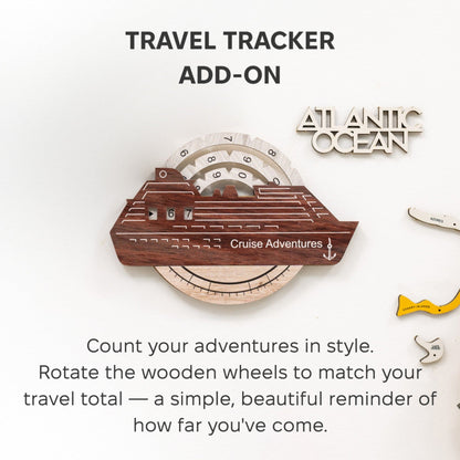Travel Tracker Cruise Liner 3D Colored Wooden World Map - Cappuccino