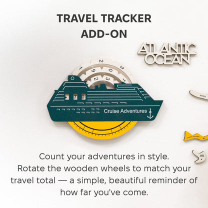 Travel Tracker Cruise Liner 3D Colored Wooden World Map - Country