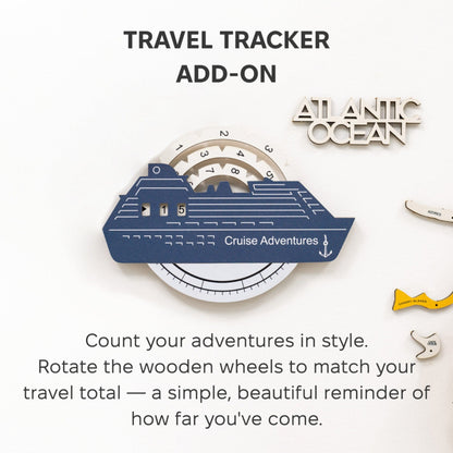 Travel Tracker Cruise Liner 3D Colored Wooden World Map - Cruise