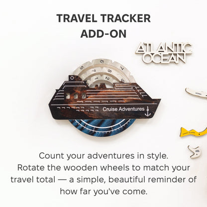 Travel Tracker Cruise Liner 3D Colored Wooden World Map - Dune