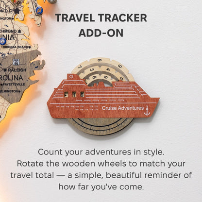 Travel Tracker Cruise Liner 3D Colored Wooden World Map - Fusion