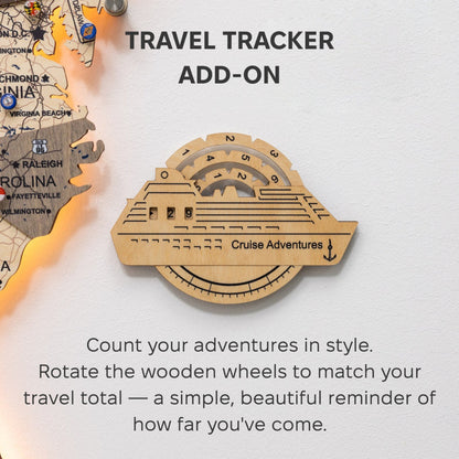 Travel Tracker Cruise Liner 3D Colored Wooden World Map - Gold