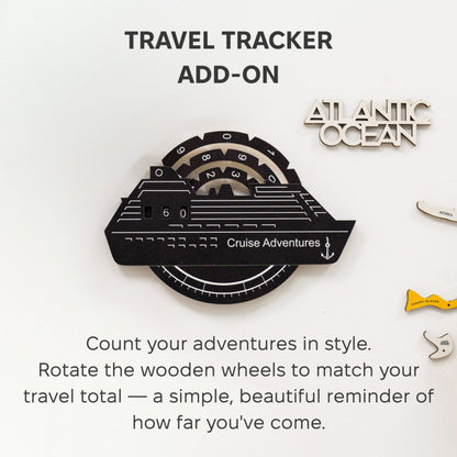 Travel Tracker Cruise Liner 3D Colored Wooden World Map - Midnight
