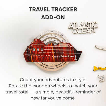 Travel Tracker Cruise Liner 3D Colored Wooden World Map - Urban