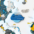 Travel Tracker Cruise Liner 3D Colored Wooden World Map - Azure