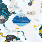 Travel Tracker Cruise Liner 3D Colored Wooden World Map - Azure