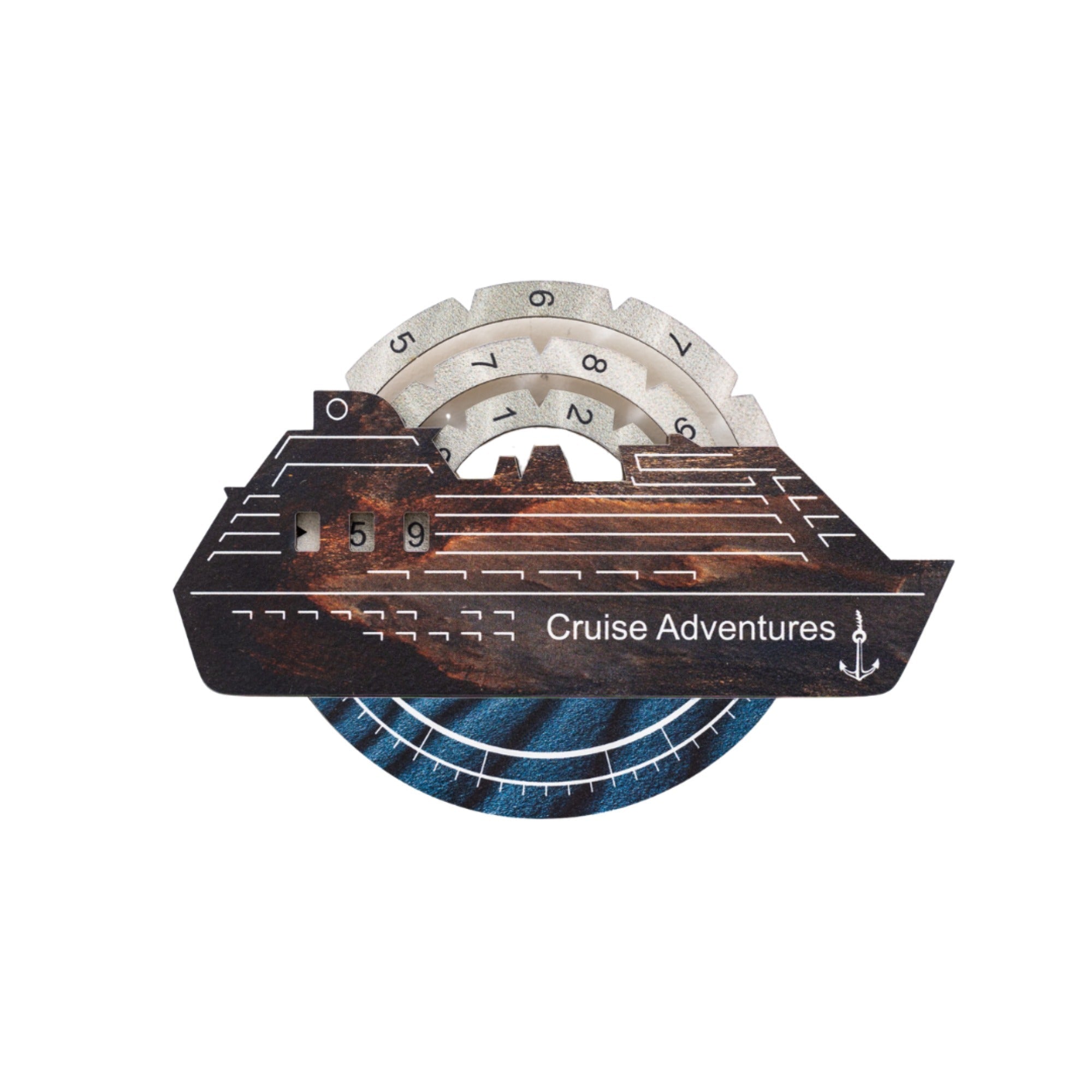 Travel Tracker Cruise Liner 3D Colored Wooden World Map - Dune