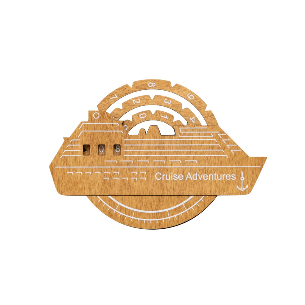 Travel Tracker Cruise Liner 3D Colored Wooden World Map - Oak
