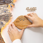 Travel Tracker Cruise Liner 3D Colored Wooden World Map - Oak
