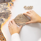 Travel Tracker Cruise Liner 3D Colored Wooden World Map - Terra