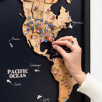 3D Wooden Triptych World Map Gold