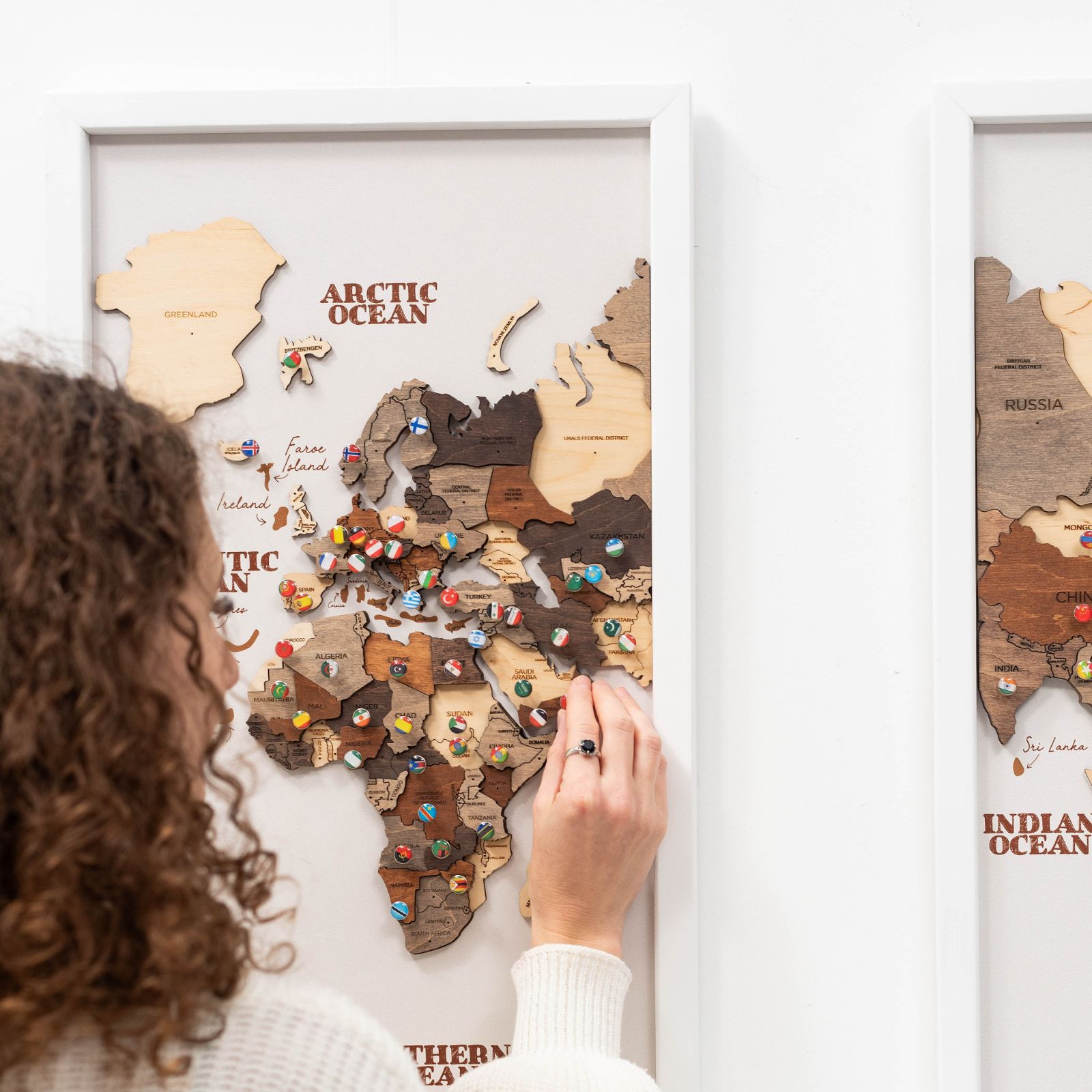 world map triptych