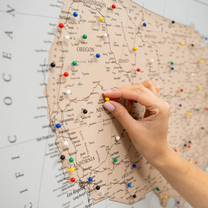 Wooden Canvas USA Map - Antique