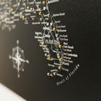 Map of Florida with cities labeled on a black background