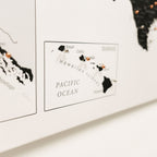 Map of Hawaii with labeled islands on a white background