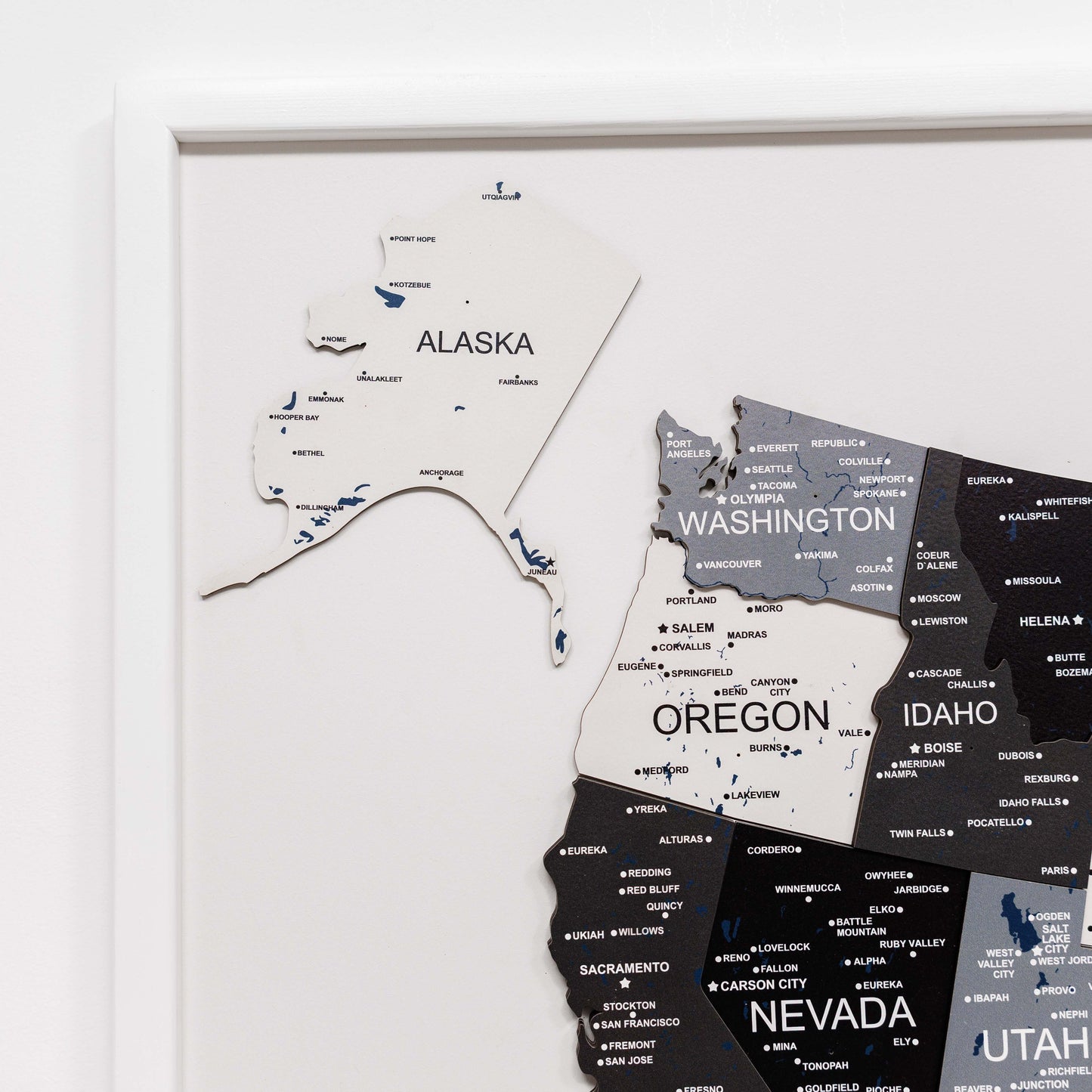 Map of the Pacific Northwest region with state names and major cities.