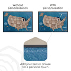 Comparison of a map without personalization and with personalization, featuring a customizable envelope.