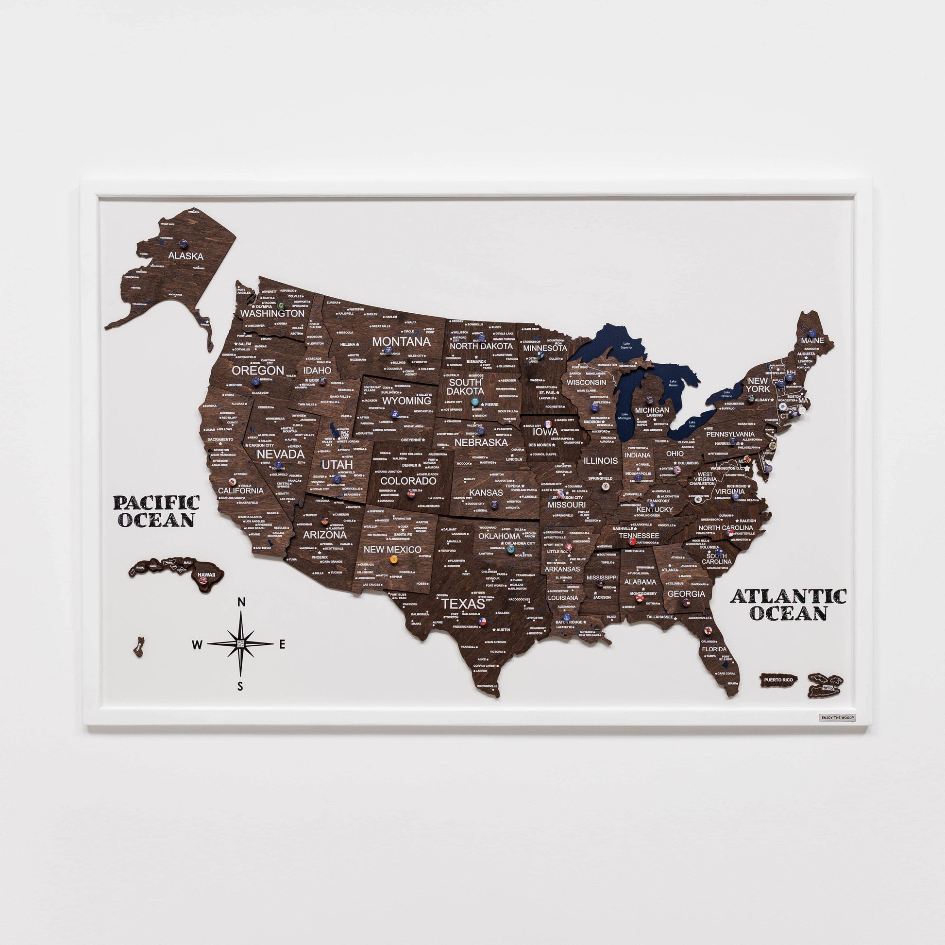 Map of the United States with state names on a white background