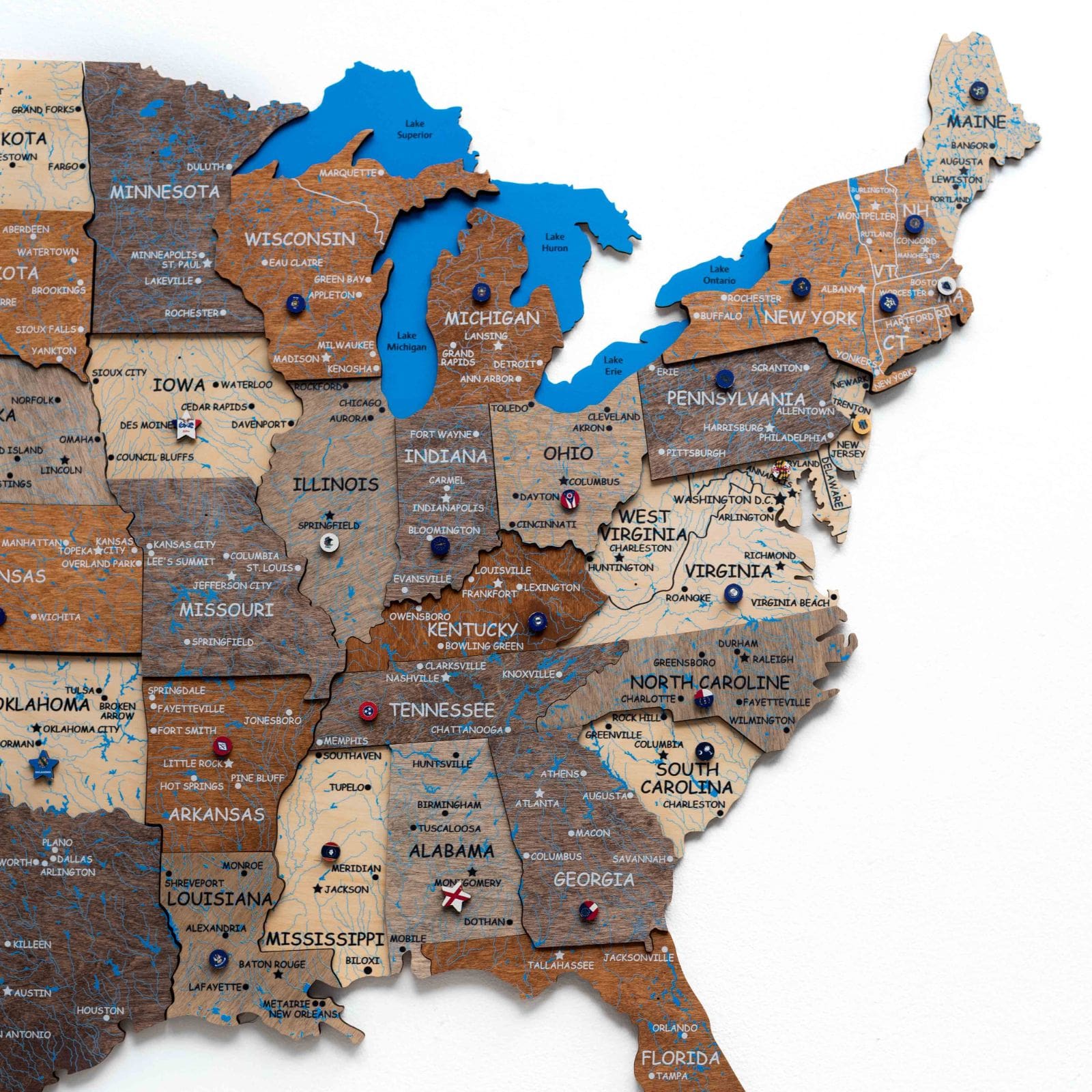 usa wall map with pins