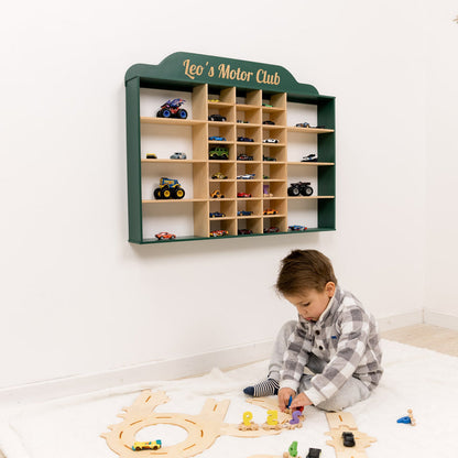 Wooden Wall-Mounted Toy Car Garage - Green