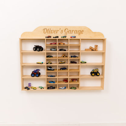 Wooden Wall-Mounted Toy Car Garage - Light