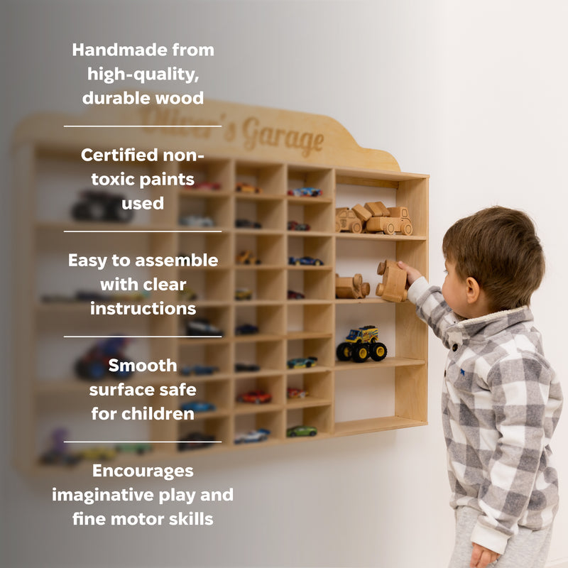Wooden Wall-Mounted Toy Car Garage - Green