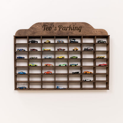 Wooden Wall-Mounted Toy Car Garage - Dark Walnut