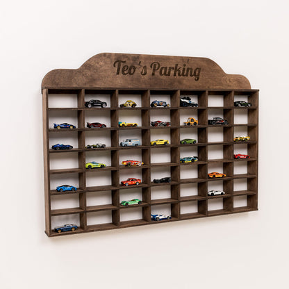 Wooden Wall-Mounted Toy Car Garage - Dark Walnut