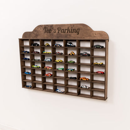 Wooden Wall-Mounted Toy Car Garage - Dark Walnut