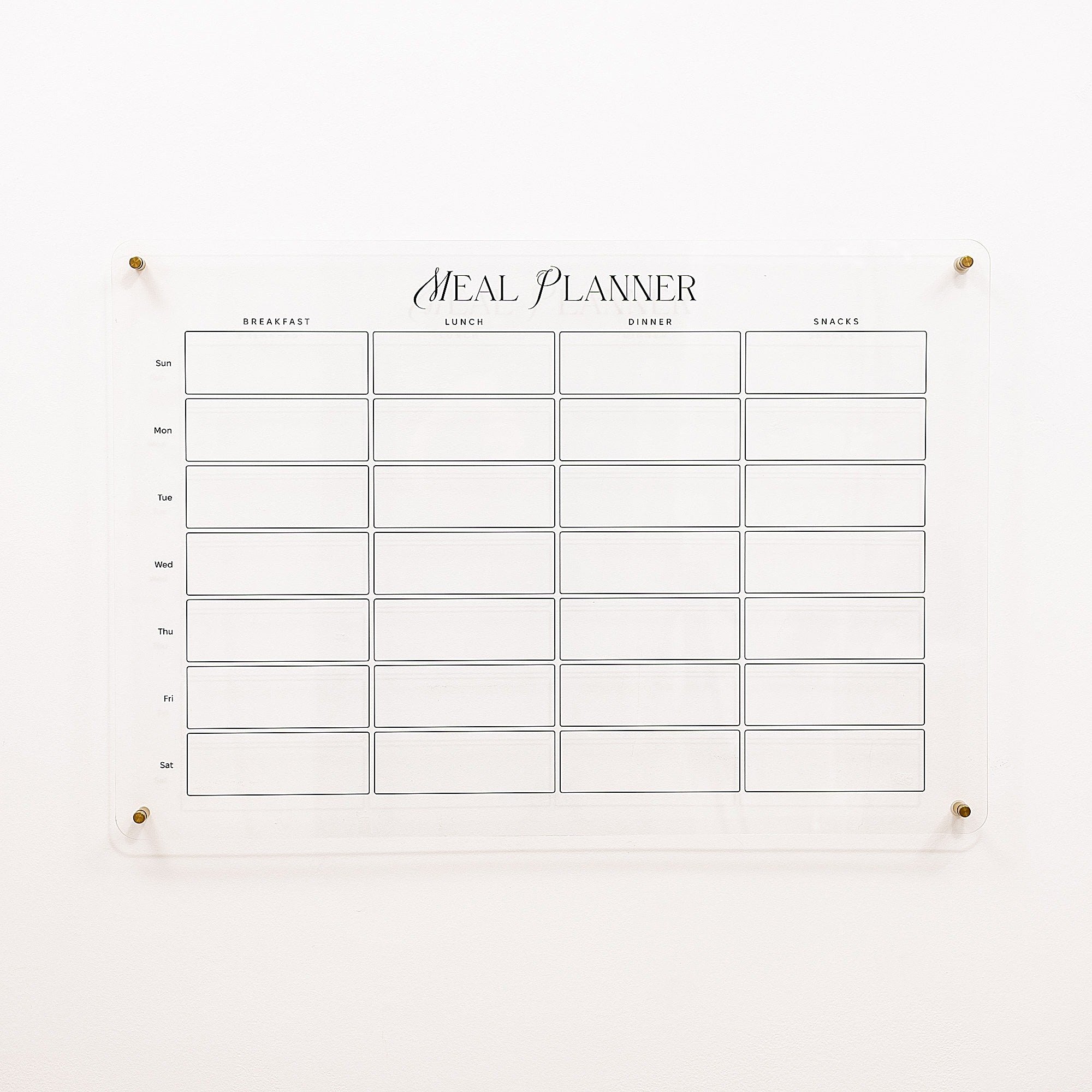 Acrylic Wall Weekly Meal Planner