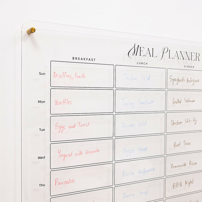 Acrylic Wall Weekly Meal Planner
