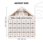 Willow Family Advent Calendar with dimensions on a white background