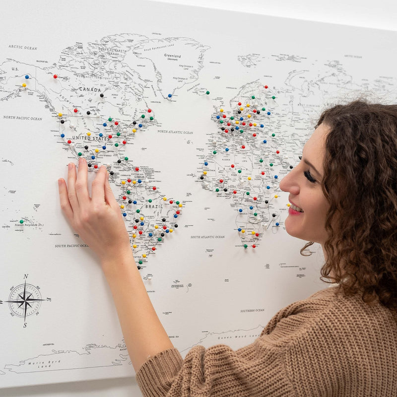 Карта світу на полотні - антикварна