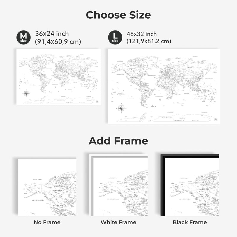 Карта світу на полотні - антикварна