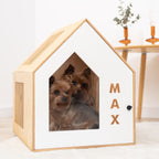 Booth-Style Wooden Dog House - White