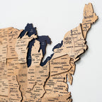 Wooden 3d Map of USA - Gold