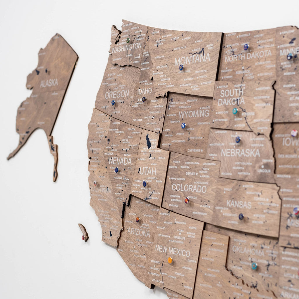Wooden 3d Map of USA - Terra