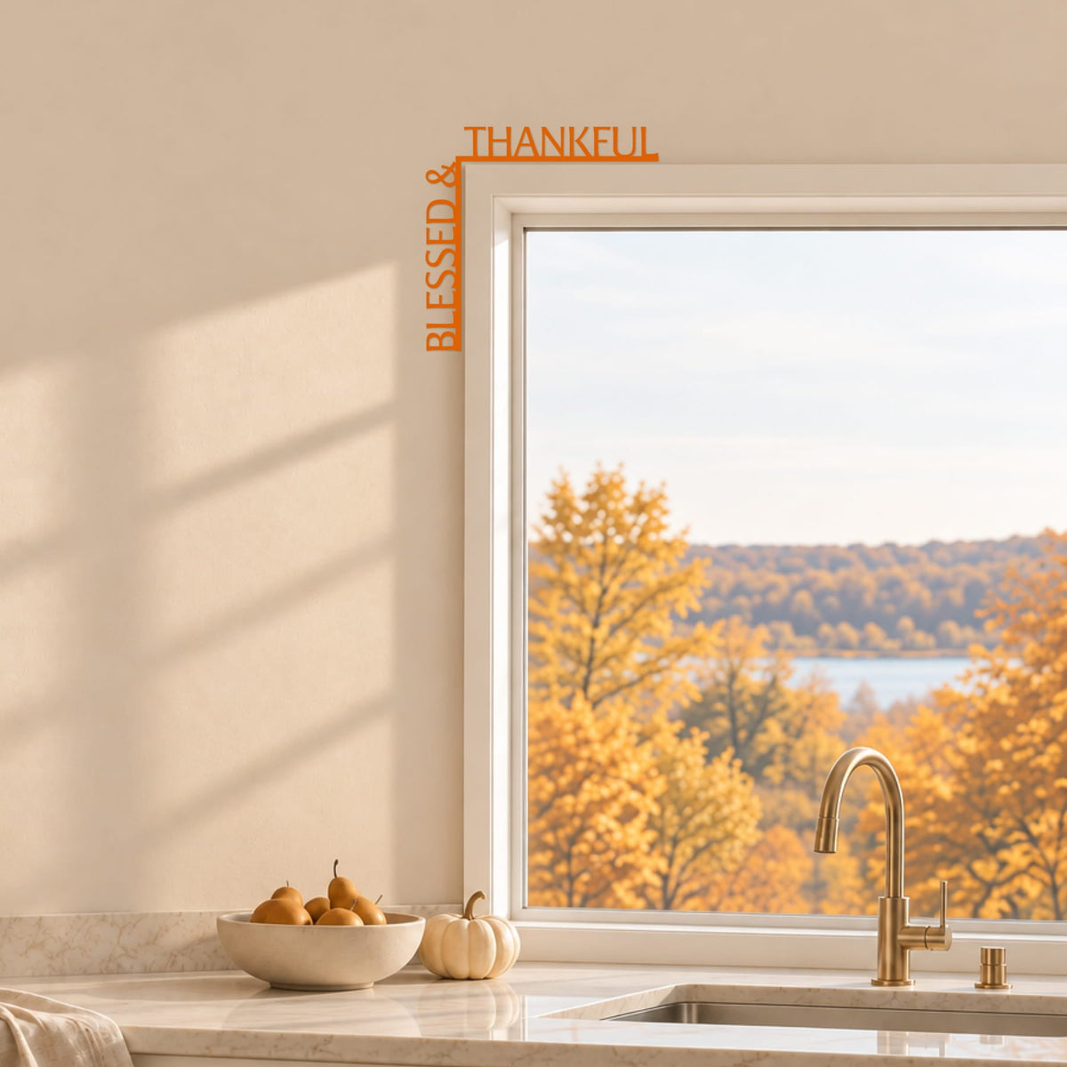 Blessed and Thankful wooden corner quote sign
