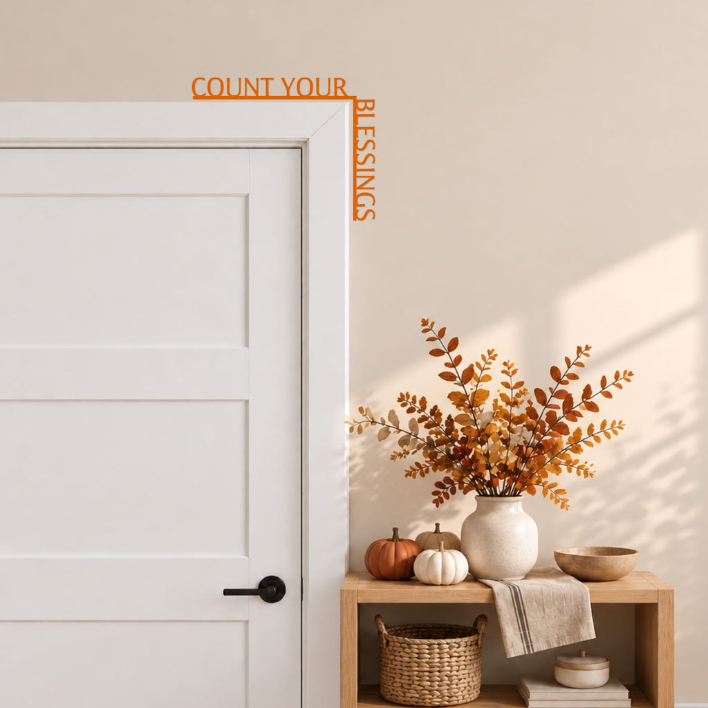 Count Your Blessings wood door corner sign