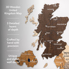 3D Wooden Map of the United Kingdom - Multicolor