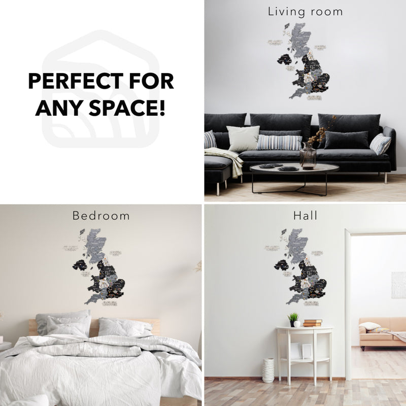 3D Wooden Map of the United Kingdom - Nordik