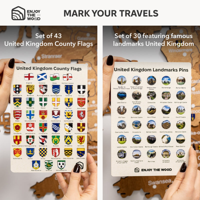 3D Wooden Map of the United Kingdom - Oak