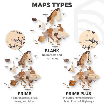Comparison of different map types on a white background