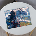 Wooden Jigsaw Puzzle Anime Fantasy with Flowers
