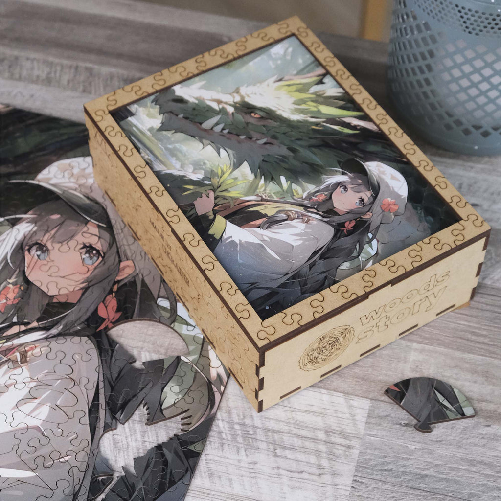 Wooden Jigsaw Puzzle Anime Green Dragon Girl