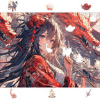 Wooden Jigsaw Puzzle Anime Red Dragon Girl