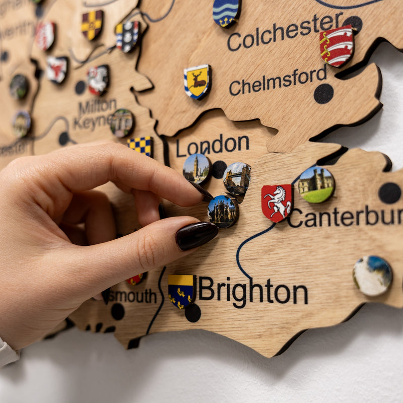 3D Wooden Map of the United Kingdom - Gold